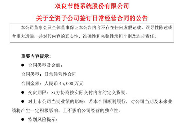 雙良節(jié)能：全資子公司簽署福?？h光儲氫氨醇一體化項(xiàng)目買賣合同，金額4.5億
