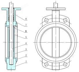 氣動(dòng)開關(guān)蝶閥_閥體結(jié)構(gòu)圖 （對(duì)夾式）
