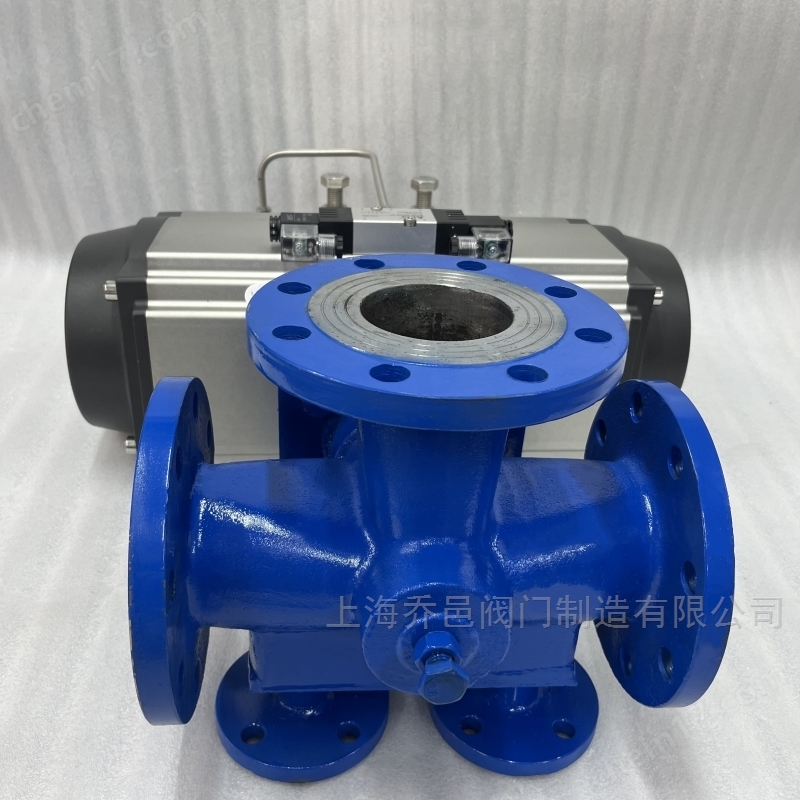 双电磁阀控制气动沥青保温三通旋塞阀 双电磁阀控制气动保温三通沥青阀